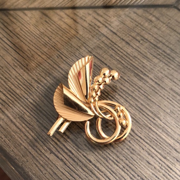 Vintage Gold Filled Pendant / Pin Modern Floral - Picture 2 of 15